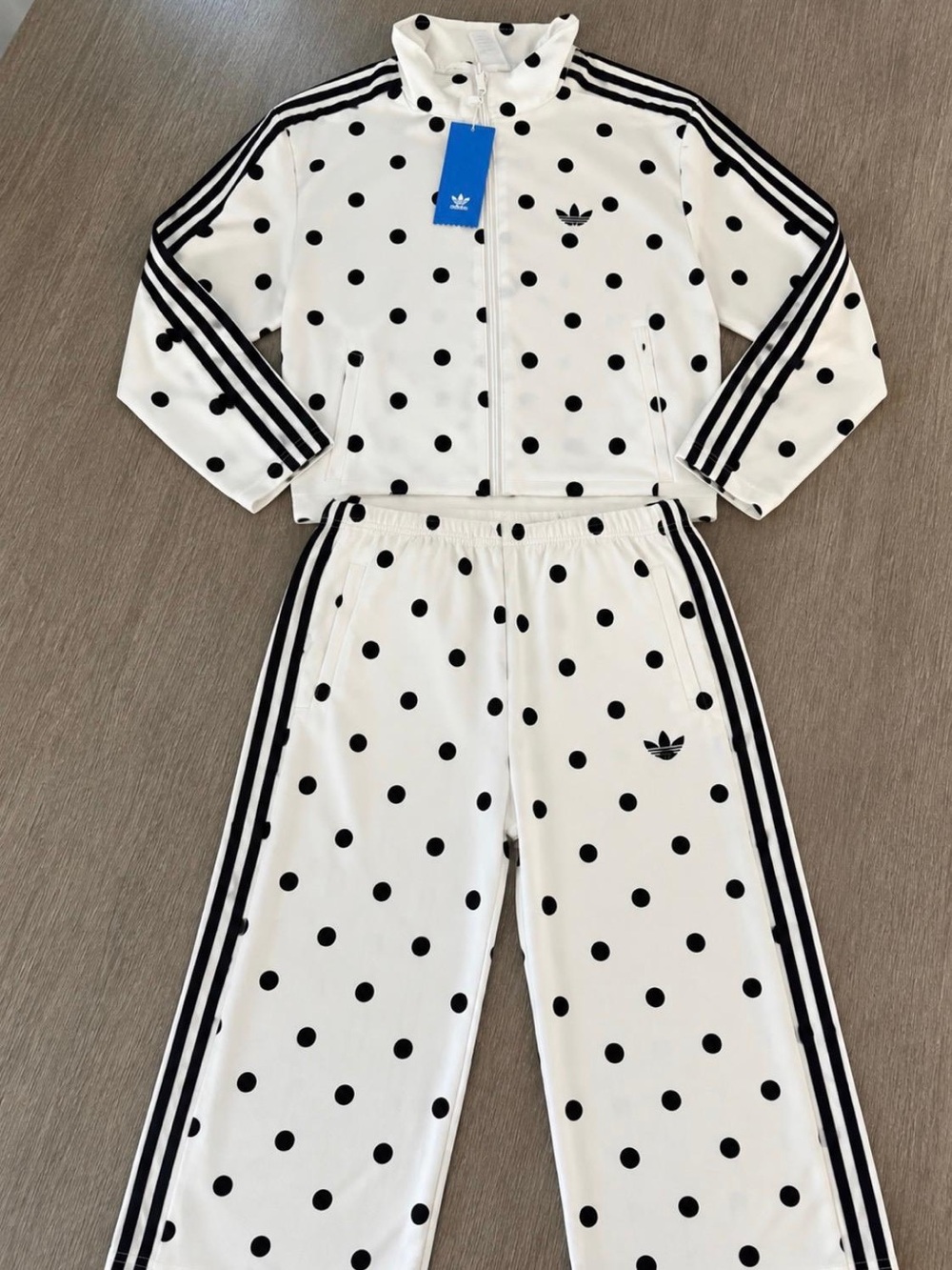 adidas White & Black Polka Dot Tracksuit Pajama Set